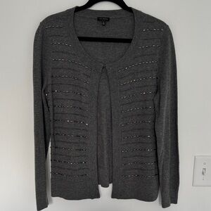 Talbots Lambswool Blend Beaded Dark Gray Women's Cardigan - Size M